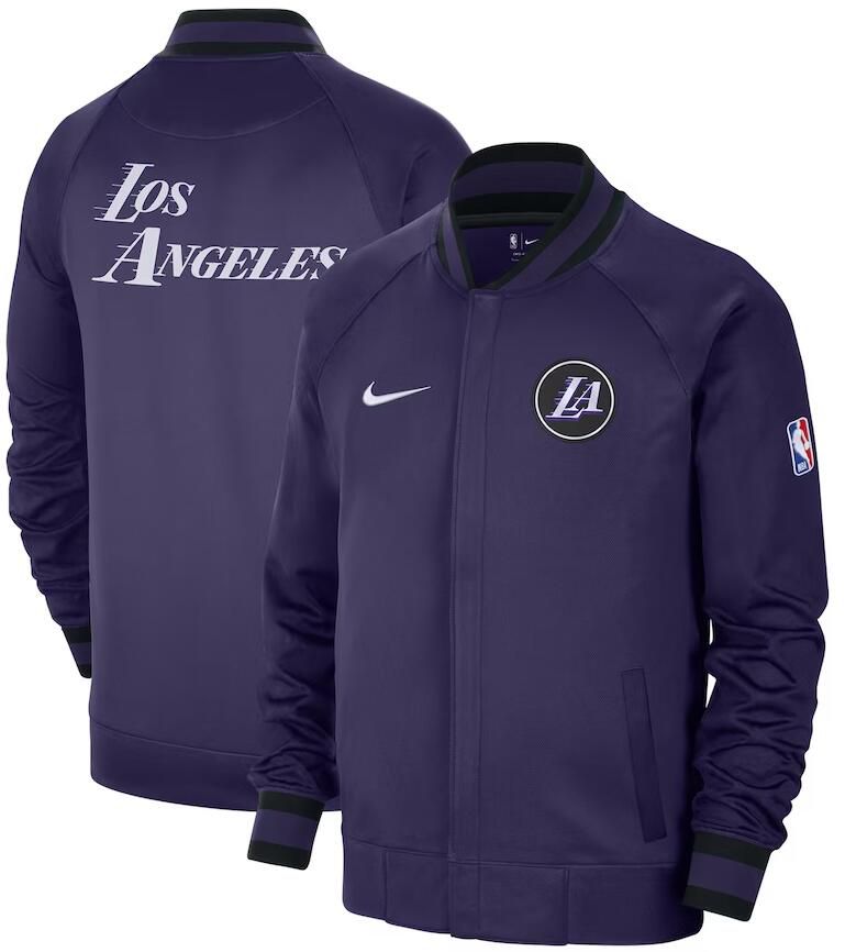 Men Los Angeles Lakers Purple Nike City Edition Full Zip Jacket 2023 NBA Jersey->brooklyn nets->NBA Jersey